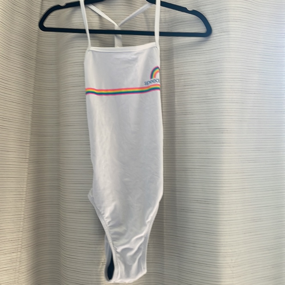 Speedo white rainbow suite